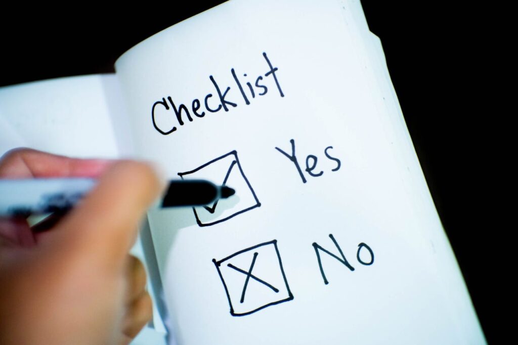 photo of a check list for website optimization